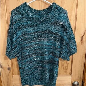 Peck & Peck Teal Cowl Neck Sweater